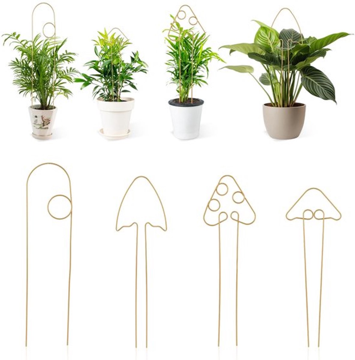 4-delige plantenrek voor potplanten, klimrek, stapelbaar, metalen pothosplanten, klimondersteuning voor binnen en buiten, klimop, kamerplanten