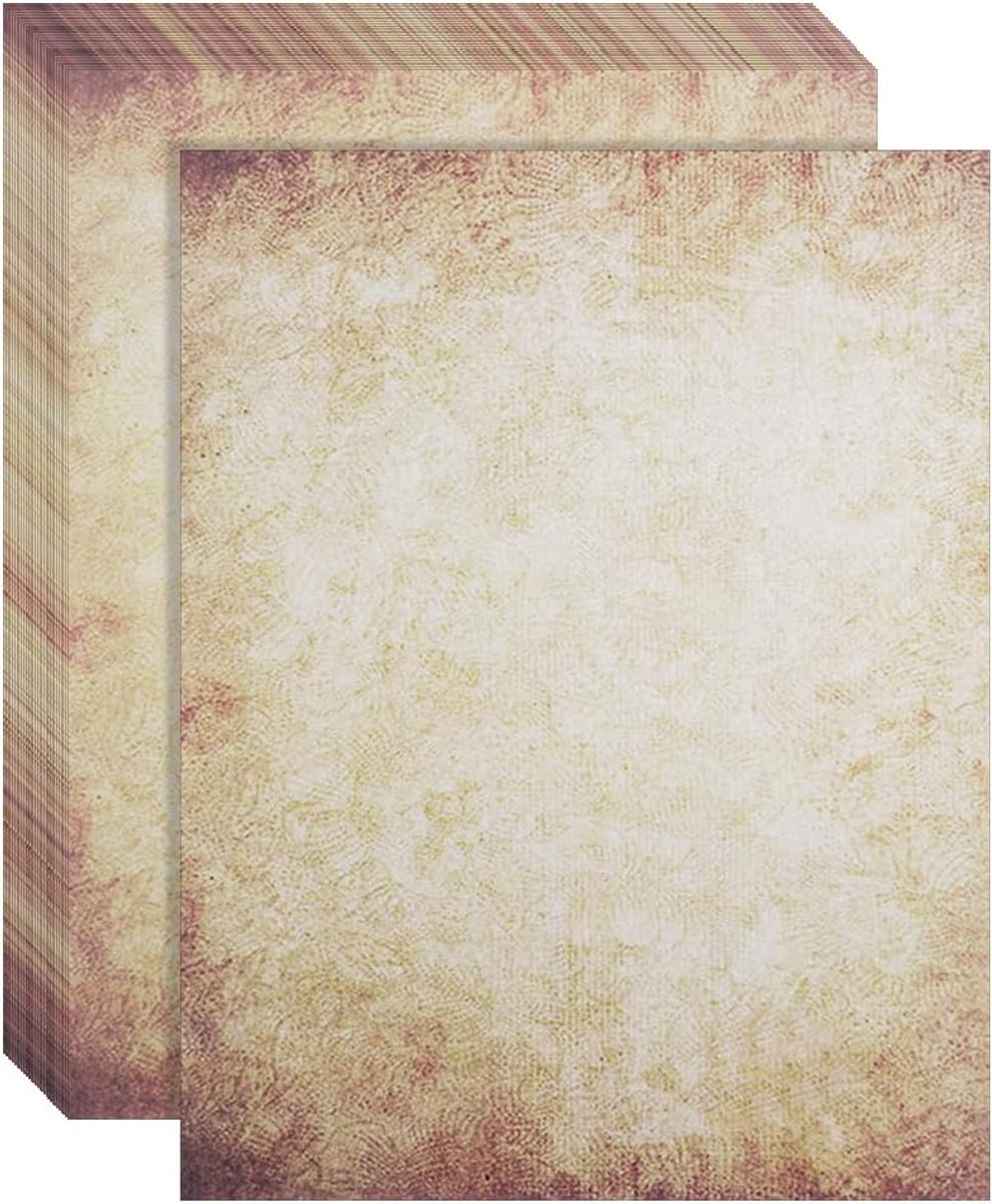Stationery, 30 vellen oud papier DIN A4, middeleeuws kraftpapier, dubbelzijdig bedrukt, certificaatpapier met een perkamentachtige uitstraling voor vintage uitnodigingen en brieven