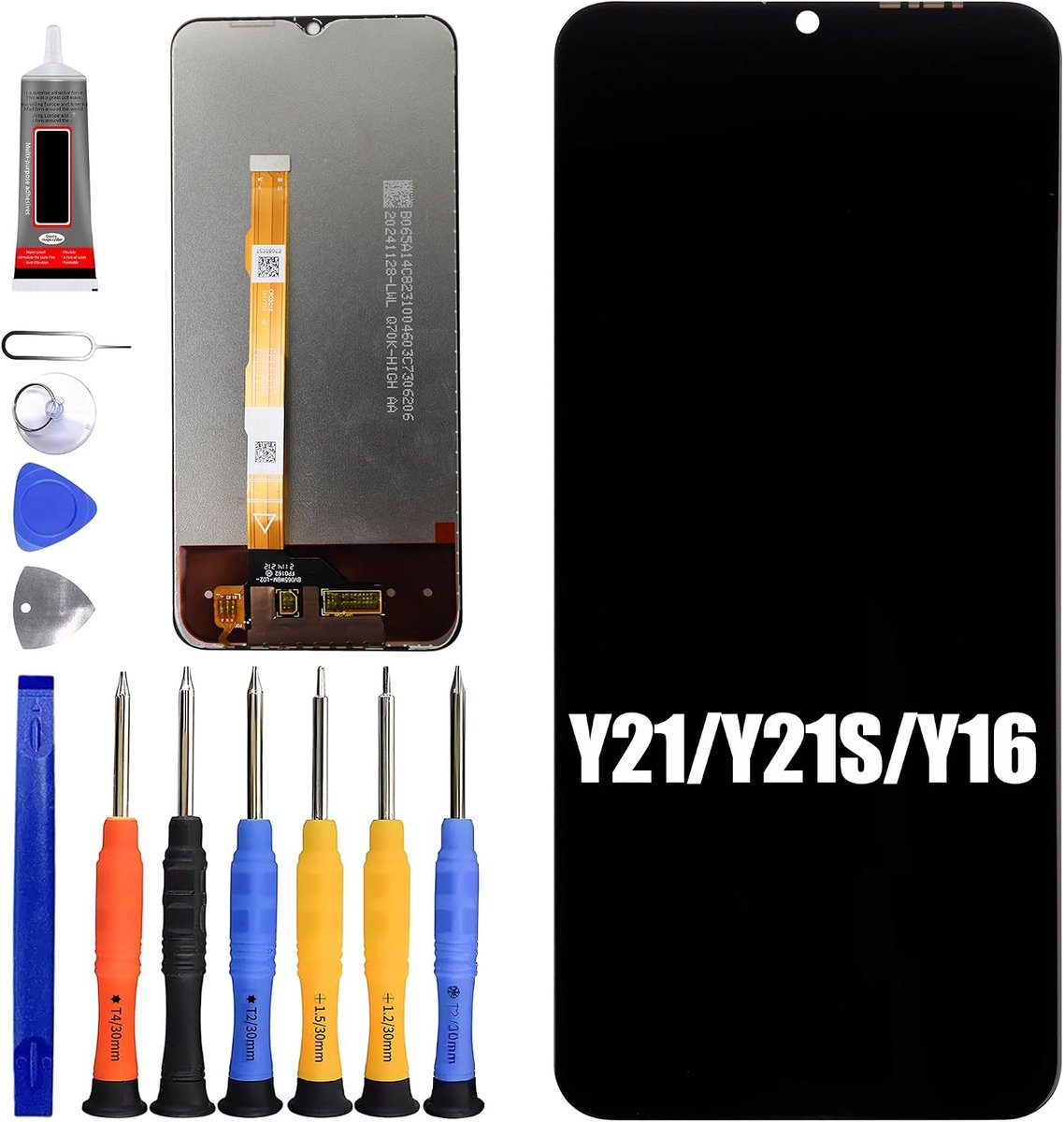 Lcd-display voor VIVO Y21 / Y21S / Y16 [met vingerafdrukken] [6,51 inch] LCD-scherm touchscreen digitizer met gereedschapsset