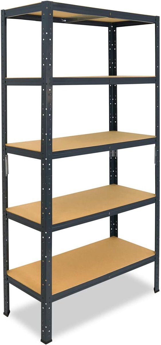 Shelfplaza Home 155x80x23cm metalen stellingkast antraciet: 5x175kg | stellingen Berging stelling Garagekast Metalen opslagstelling Opbergstelling Zware stelling Opslagrek Garage stelling