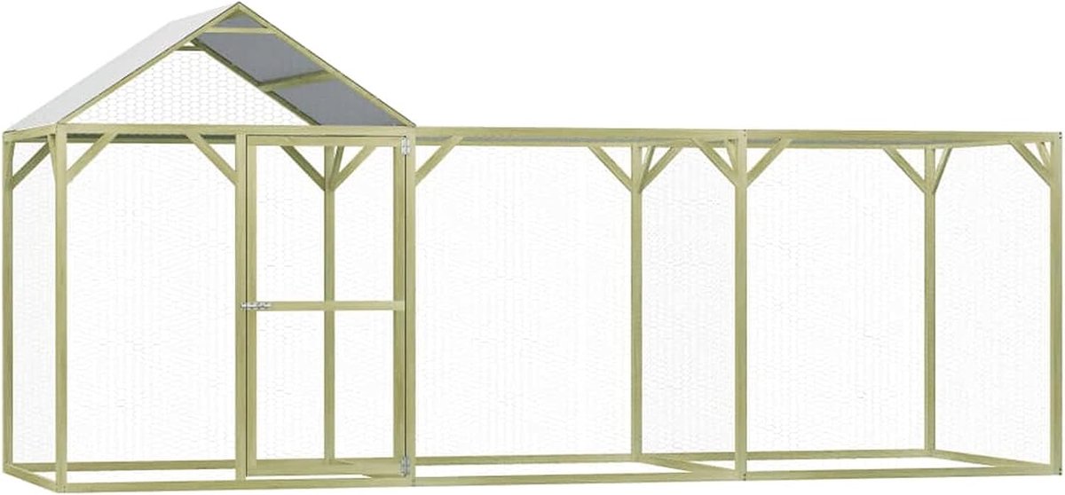 4,5 x 1,5 x 2 m van geïmpregneerd grenenhout, kippenhok en kooi, kippenhok voor buiten (SPU:278401)