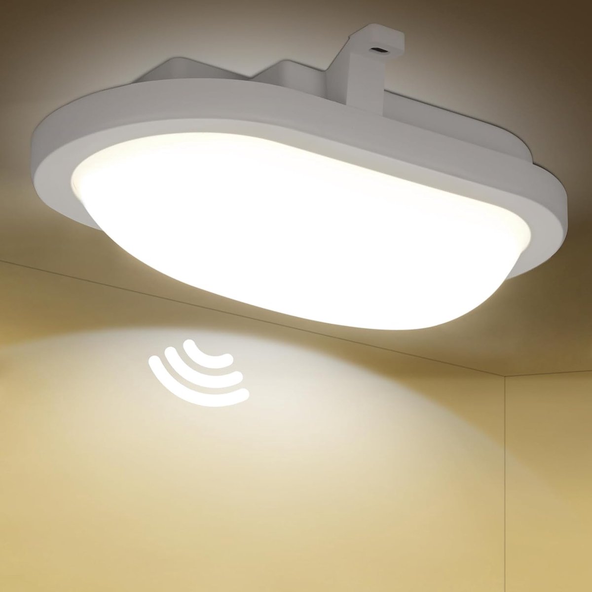 18W Led-plafondlamp met bewegingsmelder, LED-lamp met bewegingssensor, 2200 lm 120 lm/W IP54-sensorplafondlamp, badkamerlamp, 4000K-plafondlamp voor magazijnen, kelders, garages en balkons
