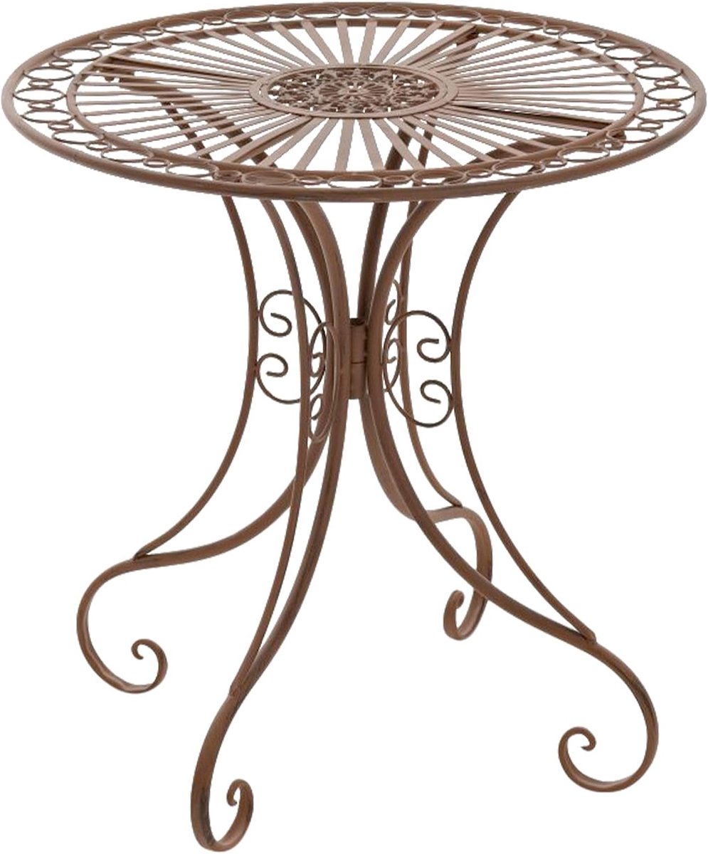 Hari ronde tuintafel - rond - bijzettafeltje - Bistrotafel - met sierlijke decoraties - in Art Nouveau stijl - Metaal -, Kleur:antiek bruin