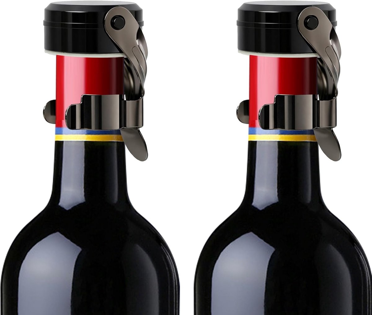 2 stuks champagnesluiting en wijndop, roestvrij staal, champagneflessendop, herbruikbare wijnflessendop, van roestvrij staal, luchtdicht en lekvrij, voor champagne, prosecco, champagne en wijn