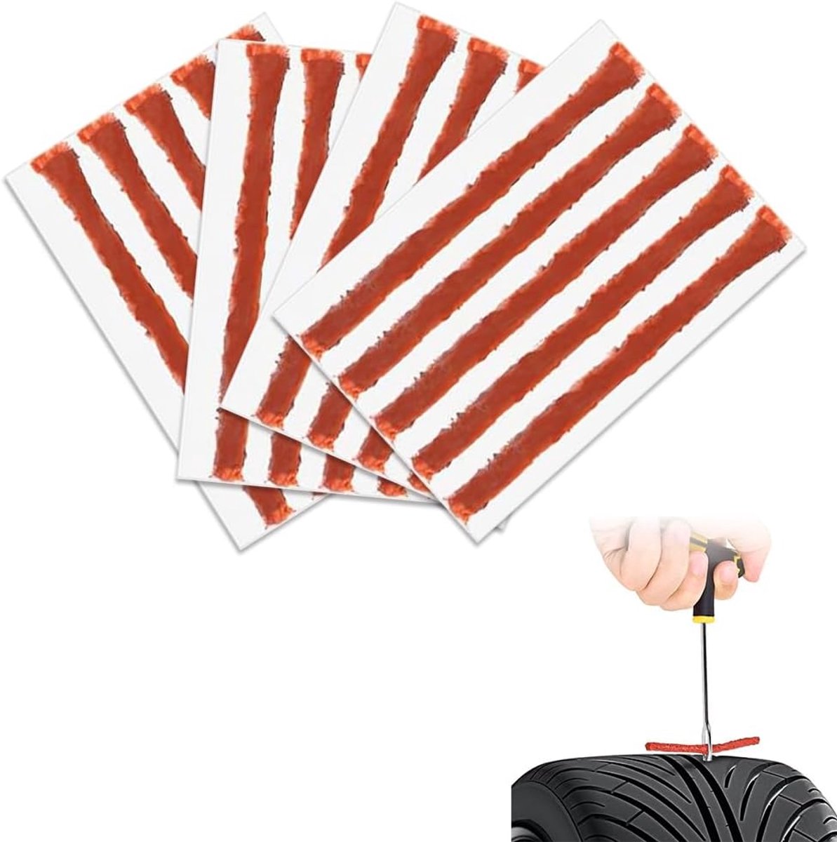 Bandenreparatieset,20 stuks,tubeless bandenreparatieset, bandenreparatiestrips voor auto, motorfiets, bestelwagen, compatibel met alle soorten tubeless banden, duurzaam en eenvoudig te bedienen,bruin