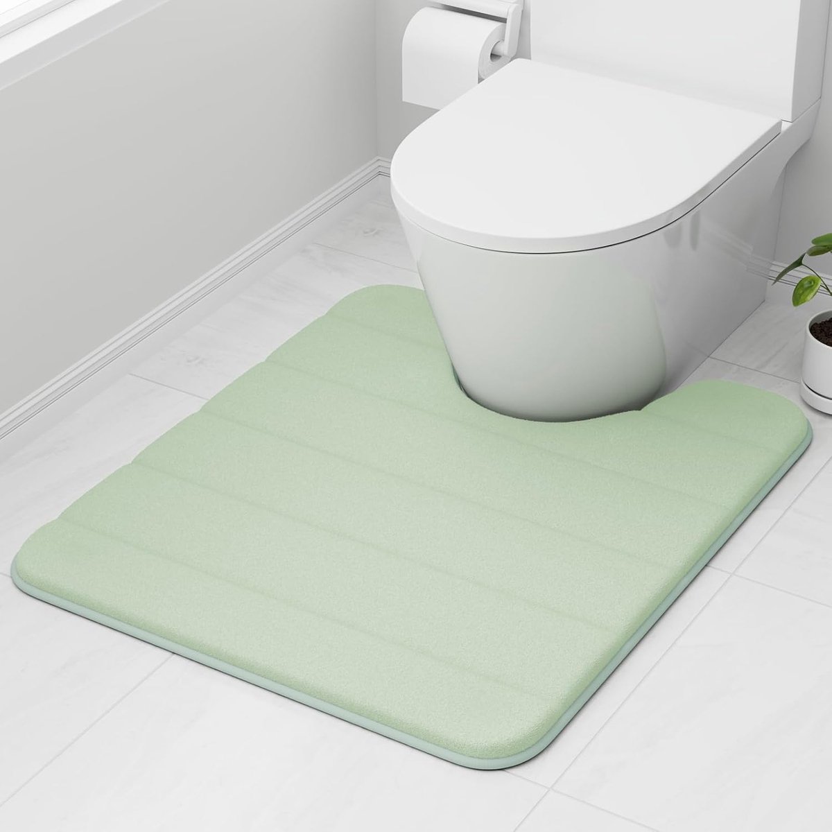wyewye Toiletmat van traagschuim, 50 x 60 cm, lichtgroen, ultrazacht, antislip, superabsorberend badkamertapijt