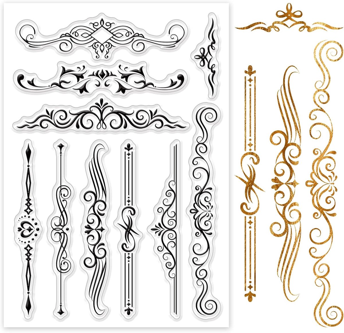 Barok Kant Clear Stempels Europese Stijl Dividing Line Siliconen Clear Stempel Zeehonden Voor Kaarten Maken Diy Scrapbooking Foto Journal Album Decoratie