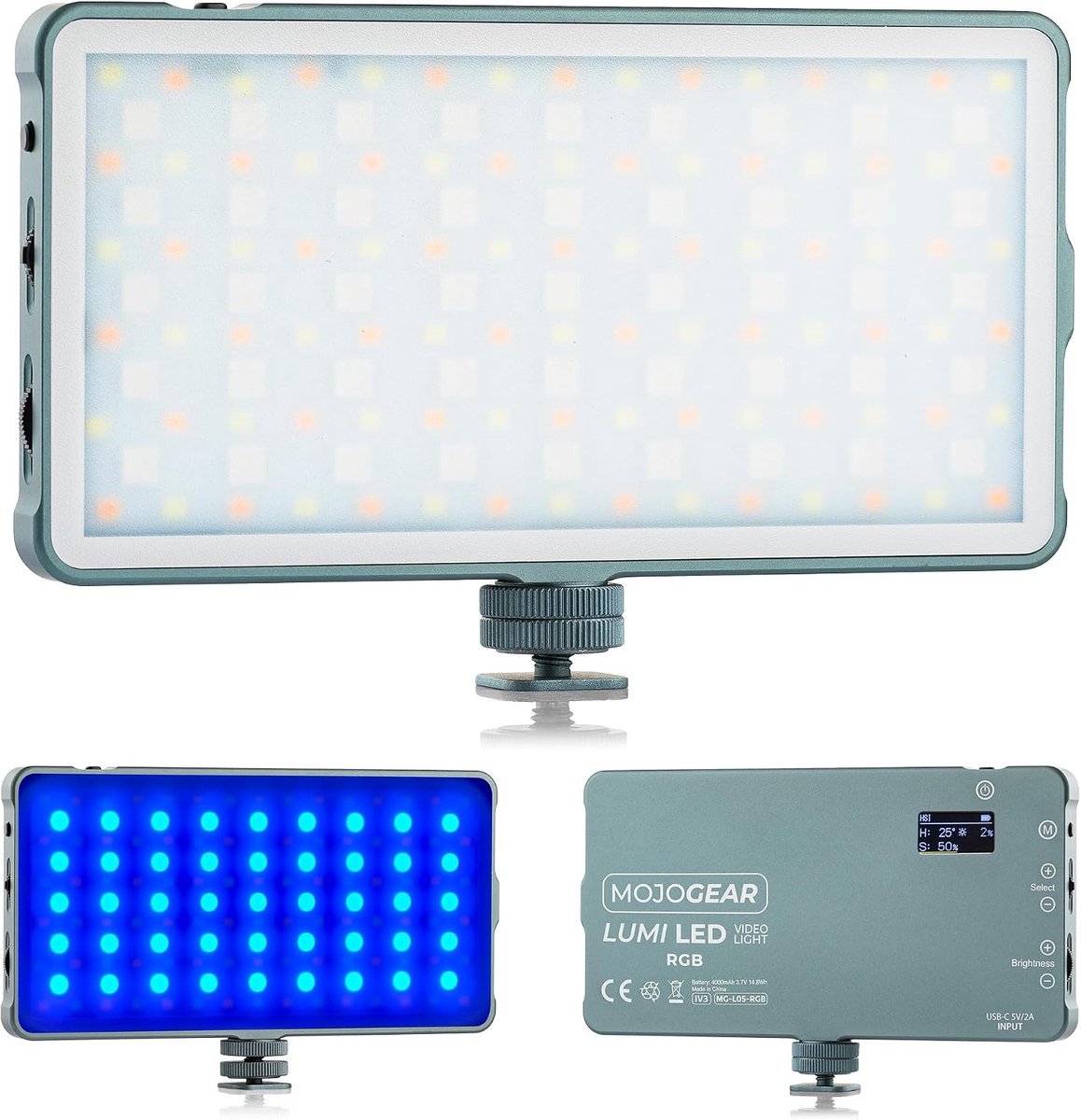 RGB LED lamp 12W medium - Staal - Kleur- en witlicht - Ideaal voor camera/studio - SnelShoppen