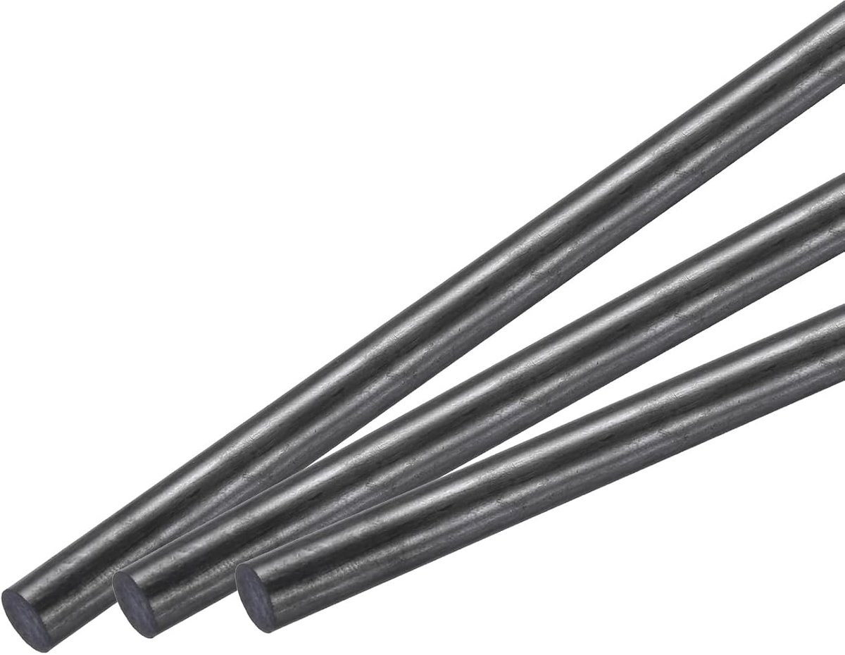 Koolstofvezelstaaf, 8 mm x 150 mm, koolstofvezelstaaf voor RC-vliegtuig, doe-het-zelf handwerk, draakvleugelbuis, quadcopter, arm reparatie verpakking met 3 stuks