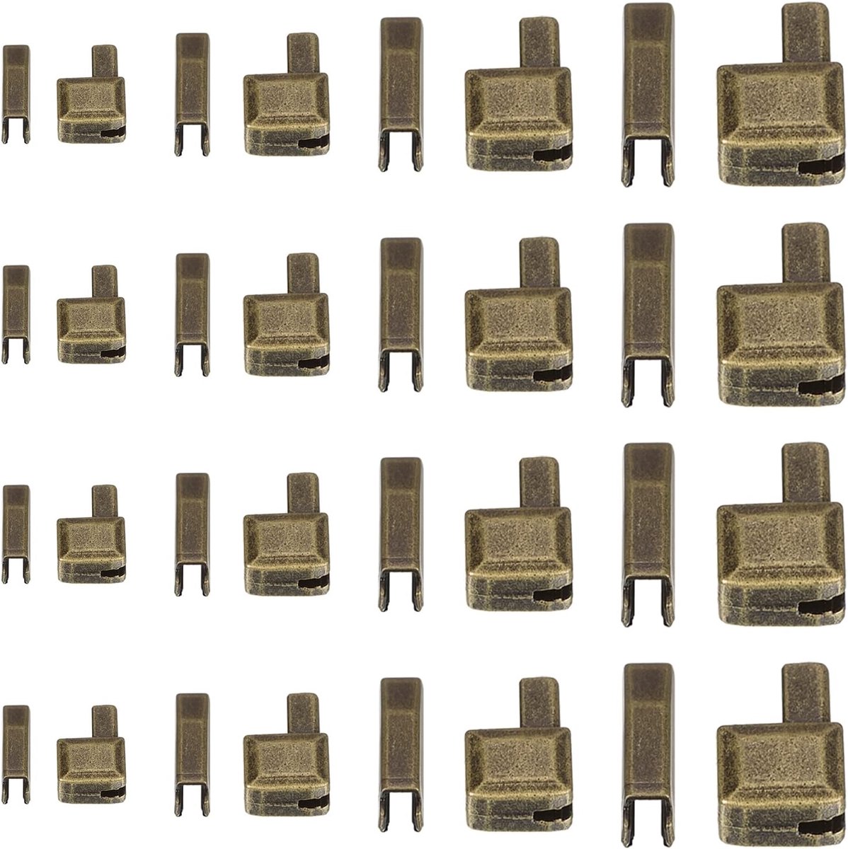 sourcing map 4 set ritssluiting reparatiekit houder box en insteekpen #3#5#8#10 metalen schuifregelaar voor tassen jassen open ritssluitingen vervangen (bronskleur)