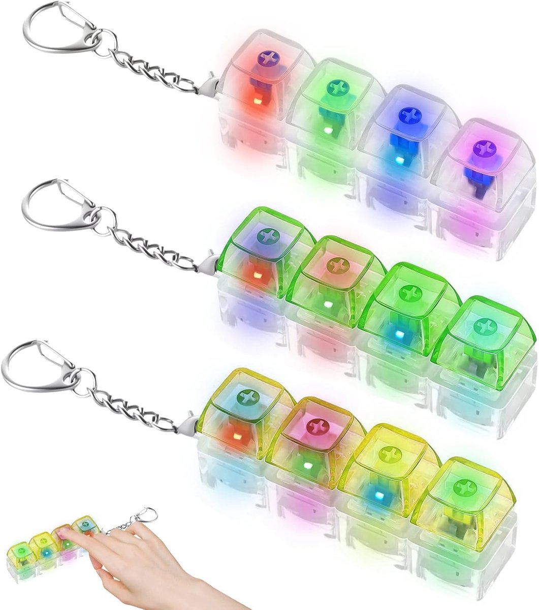 3 Pcs Keyboard Fidget Tastatur Fidget Toy Anti Stress Tastatur Schlüsselanhänger Led Vier Knöpfe In Verschiedenen Farben Erhältlich Realistisches Druckgefühl Fallfest Und Langlebig