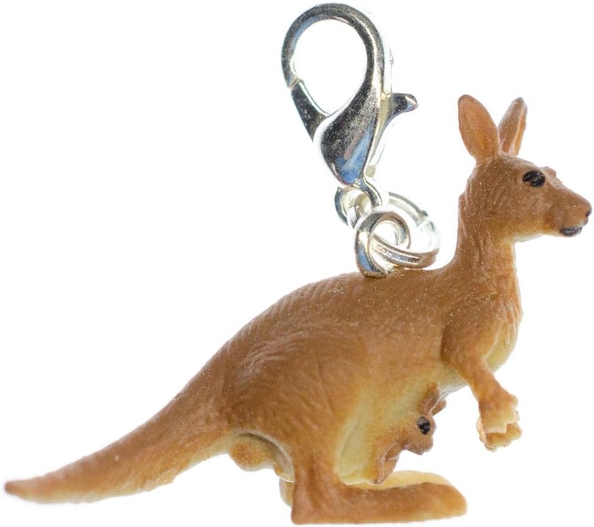 Kangoeroe Australië Charm rubber kangoeroe - handgemaakte modesieraden I kettinghanger verzilverd - bedelhanger bedelarmband - hanger voor armband, 30 mm, Rubber, Geen edelsteen