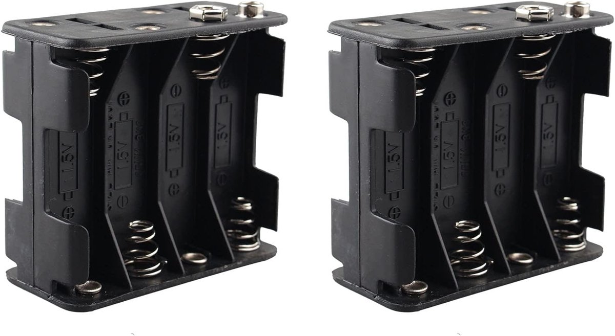 2 Stuks 12V 8 x AA Batterijhouder Geval, 8 x 1.5V 12V 12V Kunststof Batterij Opslagdoos Double Deck Rug aan Rug 8 Sleuven Batterijdoos Zwart