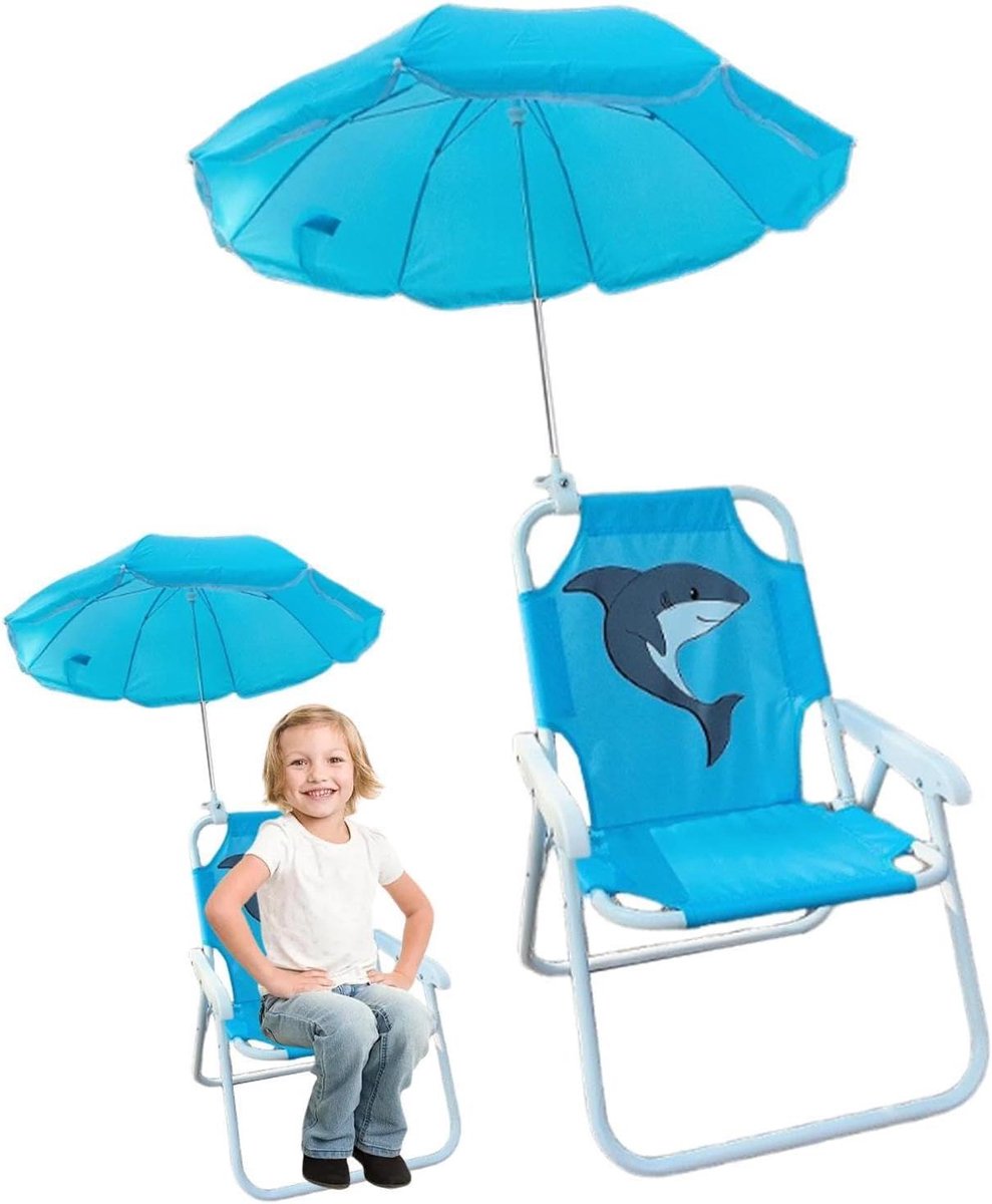 Kinder Strandstoel - Kinderstoel Parasol - Buiten spelen - Windbestendige Parasol - 38x52cm - Haai
