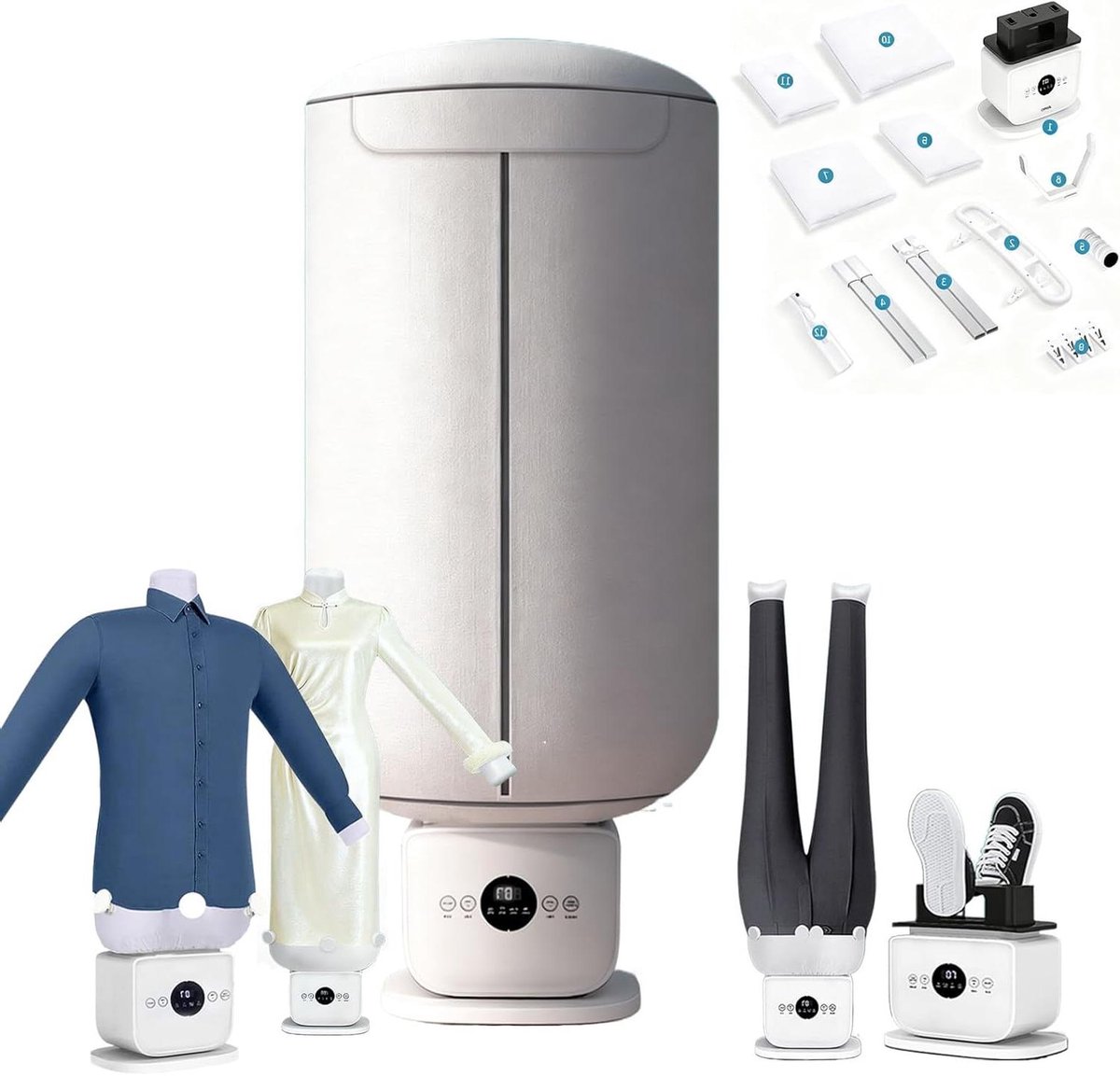 Automatische Strijk Machine - Stoomstrijkijzer Kledingdroger - Kleding Verzorgen - Handsfree Strijken - 35.5 cm - Wit