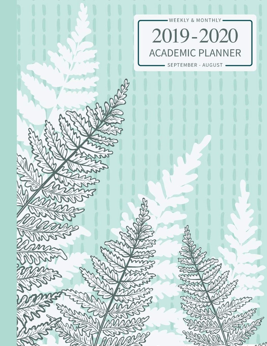 & Monthly 2019-2020 Academic Planner September - August: Academic Year; Pastel Woodland Fern Art