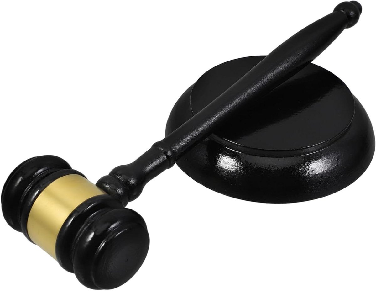 Rechterhamer Hout - Veilingmeester Hamer - Veilingen Leiden - Fijn Afgewerkt - 26 cm - Zwart