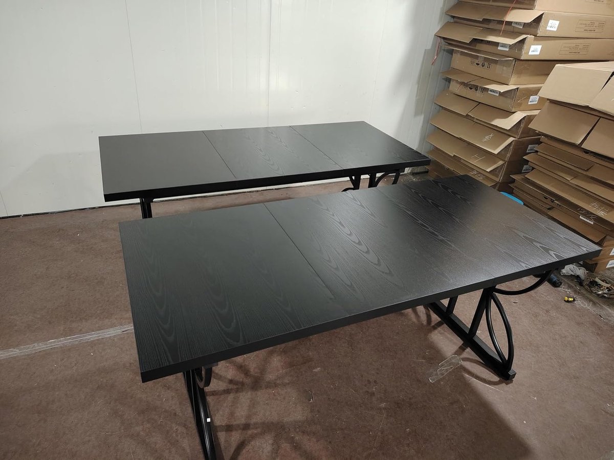 Bureau, 180 x 80 x 75 cm, grote bureau-computertafel met robuust metalen frame, industriële bureautafel, werktafel, vergadertafel, chefbureau voor thuiskantoor, zwart