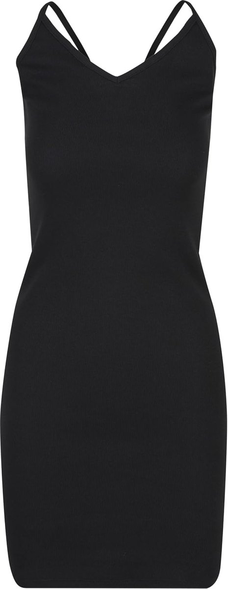 Classics Damesjurk Rib Jersey halterjurk, nauwsluitende midi-jurk met halternek, geribbelde jersey-stof, maten XS - 5X, zwart, M