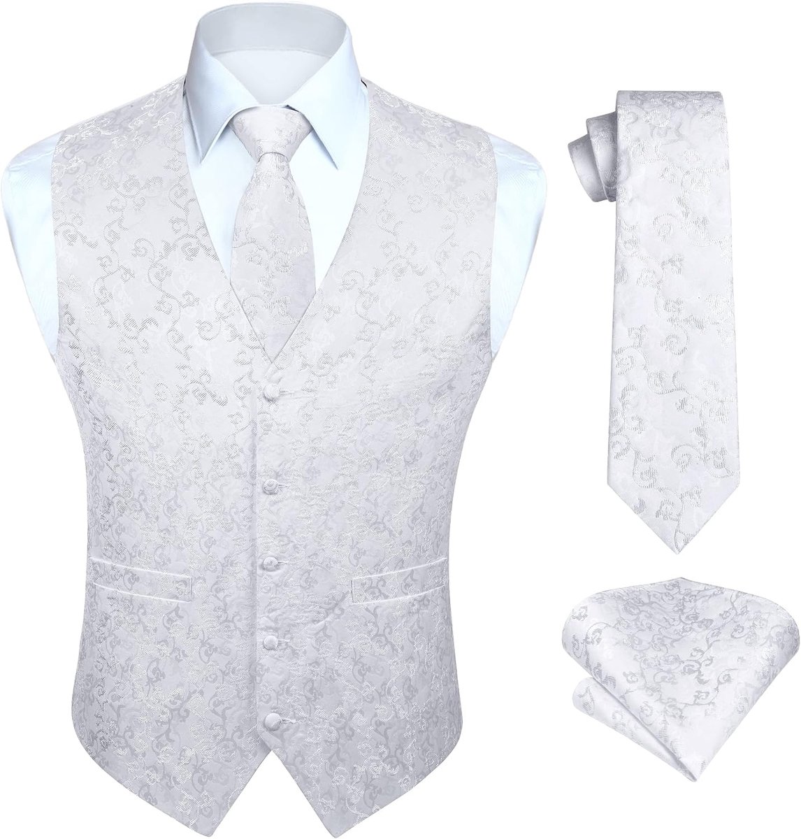 Vesten voor mannen bruiloft paisley vest bloemen jacquard stropdas zak vierkant feest formele vest pak set S-6XL