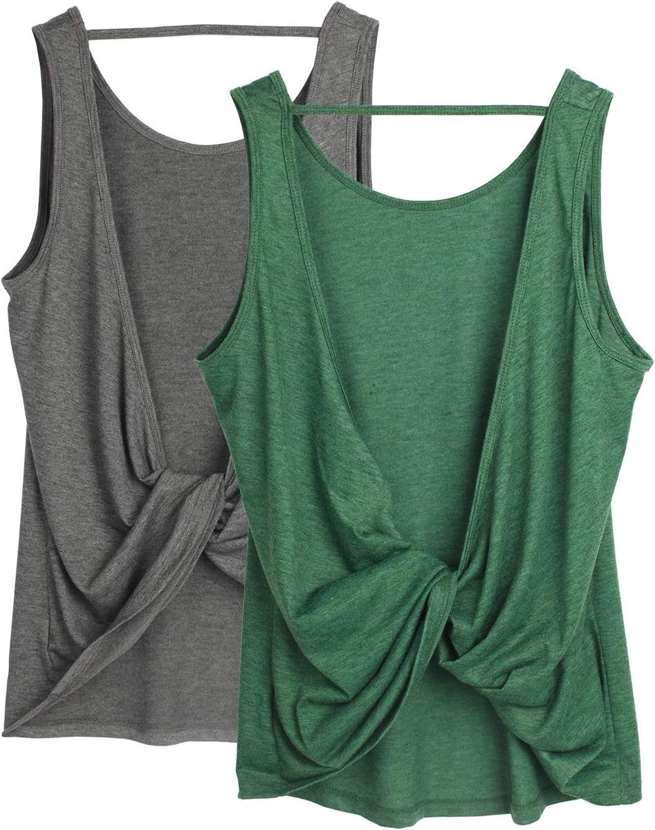 Icyzone Vrouwen Open Rug Hoge Hals Workout Atletische Gym Tanktops