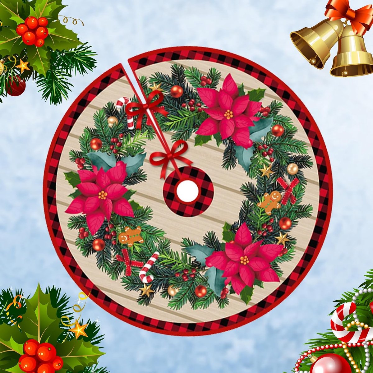 Kerstboom rok 90cm kerstboombasisafdekking Boombasisafdekking, voor kerstboomdecoratie, kerstboomrok Geschikt voor de meeste kerstbomen