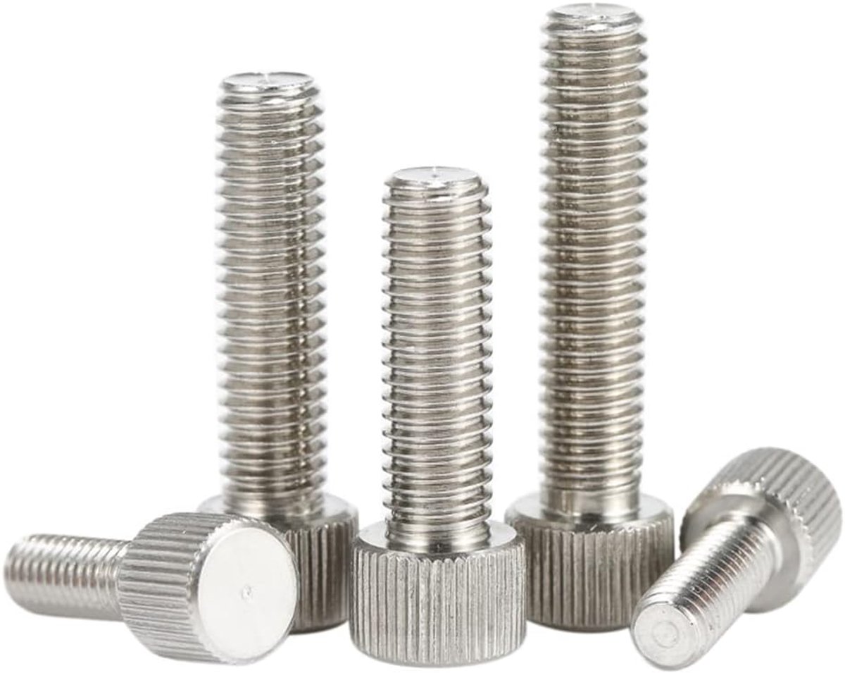 Plat Gekartelde Kop Schroeven Bouten Roestvrij Staal Vingerschroeven M8×20mm, 4 pcs