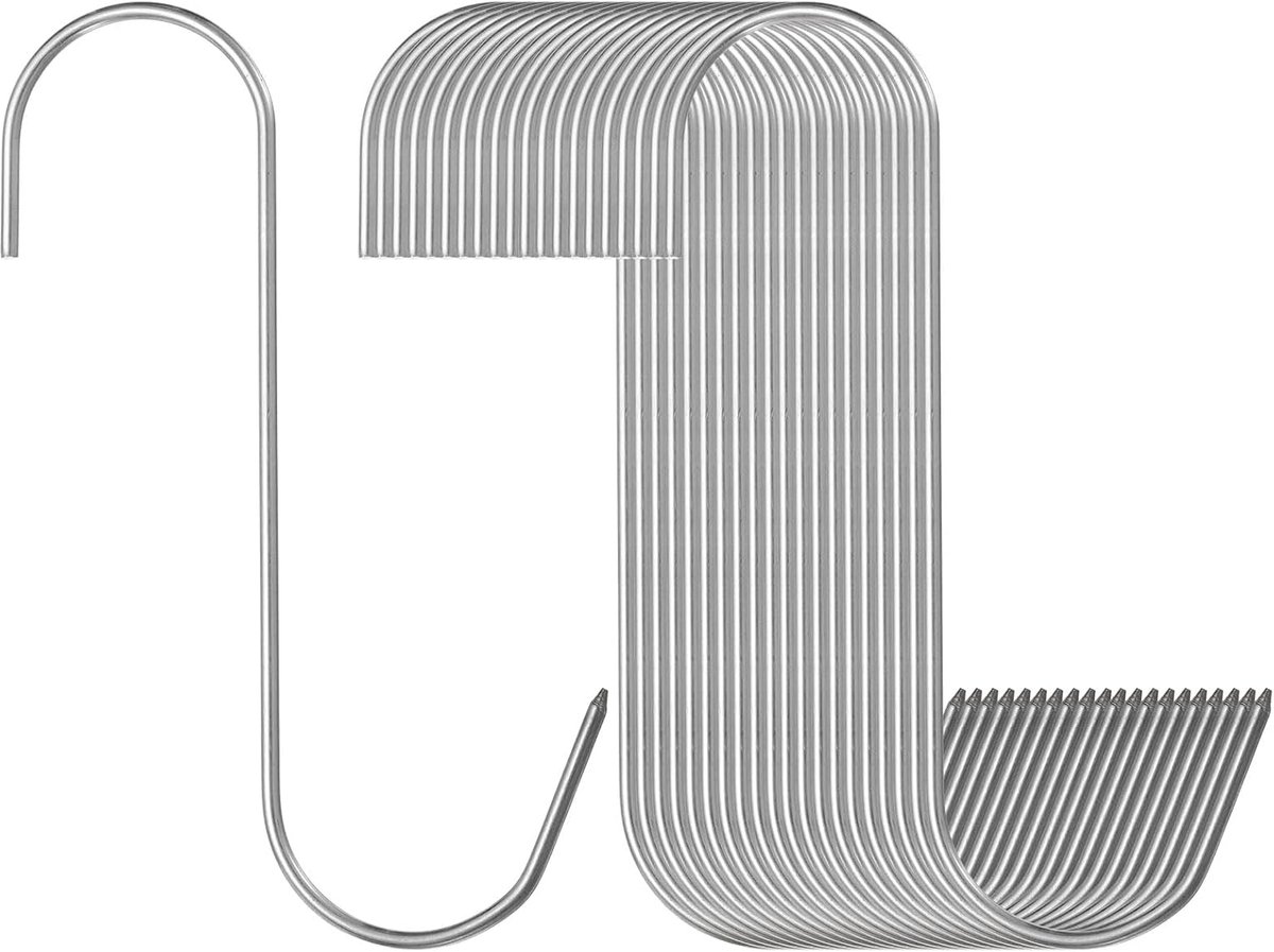 20 stuks 150 mm vleeshaken van roestvrij staal 304 slagerhaken in S-vorm voor het ophangen van vlees roken grillen ribben rundvlees BBQ (max. belasting 5 kg)