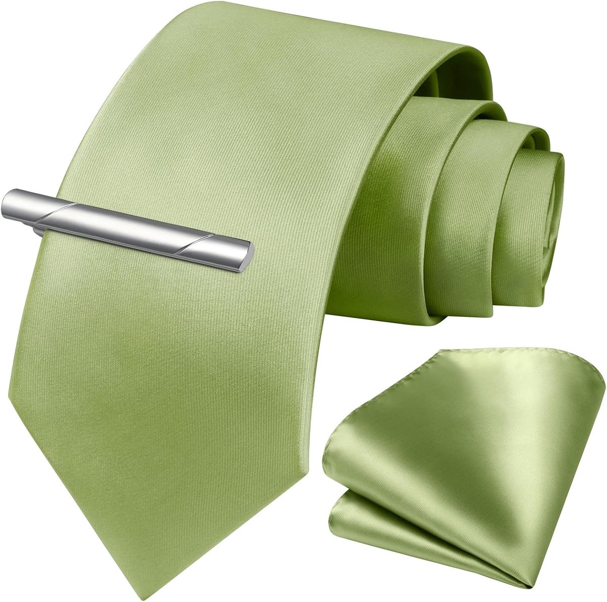 Effen kleur stropdas en pochet met stropdas clips mannen bruiloft partij stropdas zakdoek set
