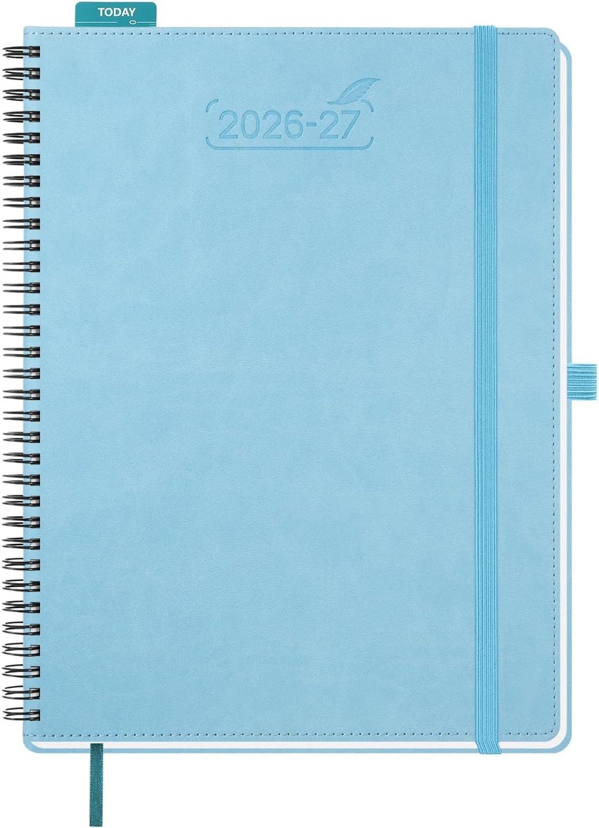 Kalender 2026 2027 Weekplanner A4 28 x 22 cm, 18-maand Pocket Kalender Juli 26 - Dec 27, PU Lederen Softcover Boek Kalender met Penhouder,