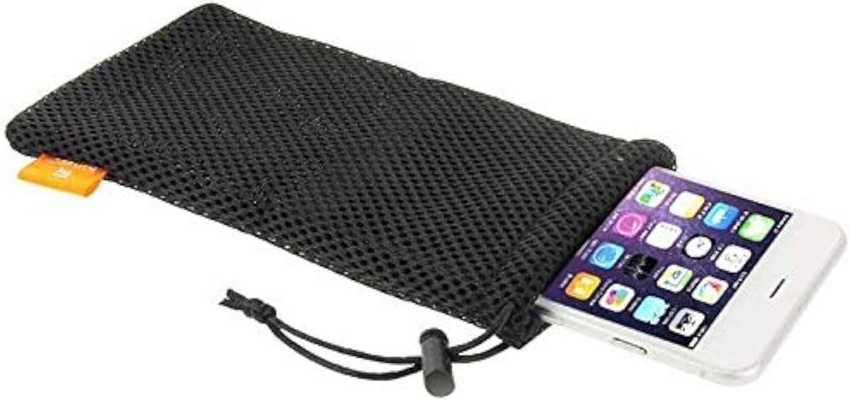 Mesh Pouch Bag with Chain and Loop Closure voor Micromax Bharat 5 Plus - Black