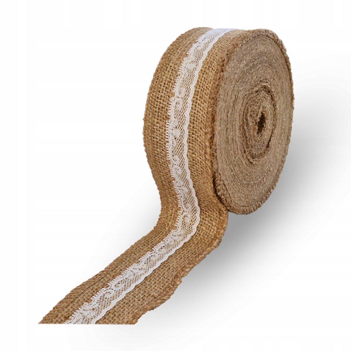 Jute Lint met Witte Kant - 5cm Breed, 10m Lang - Decoratief