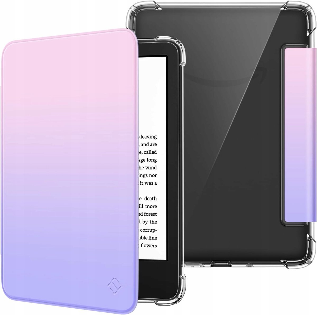 Merkloos Transparant Tablethoesje met Klep voor 6'' E-reader - Roze Gradient