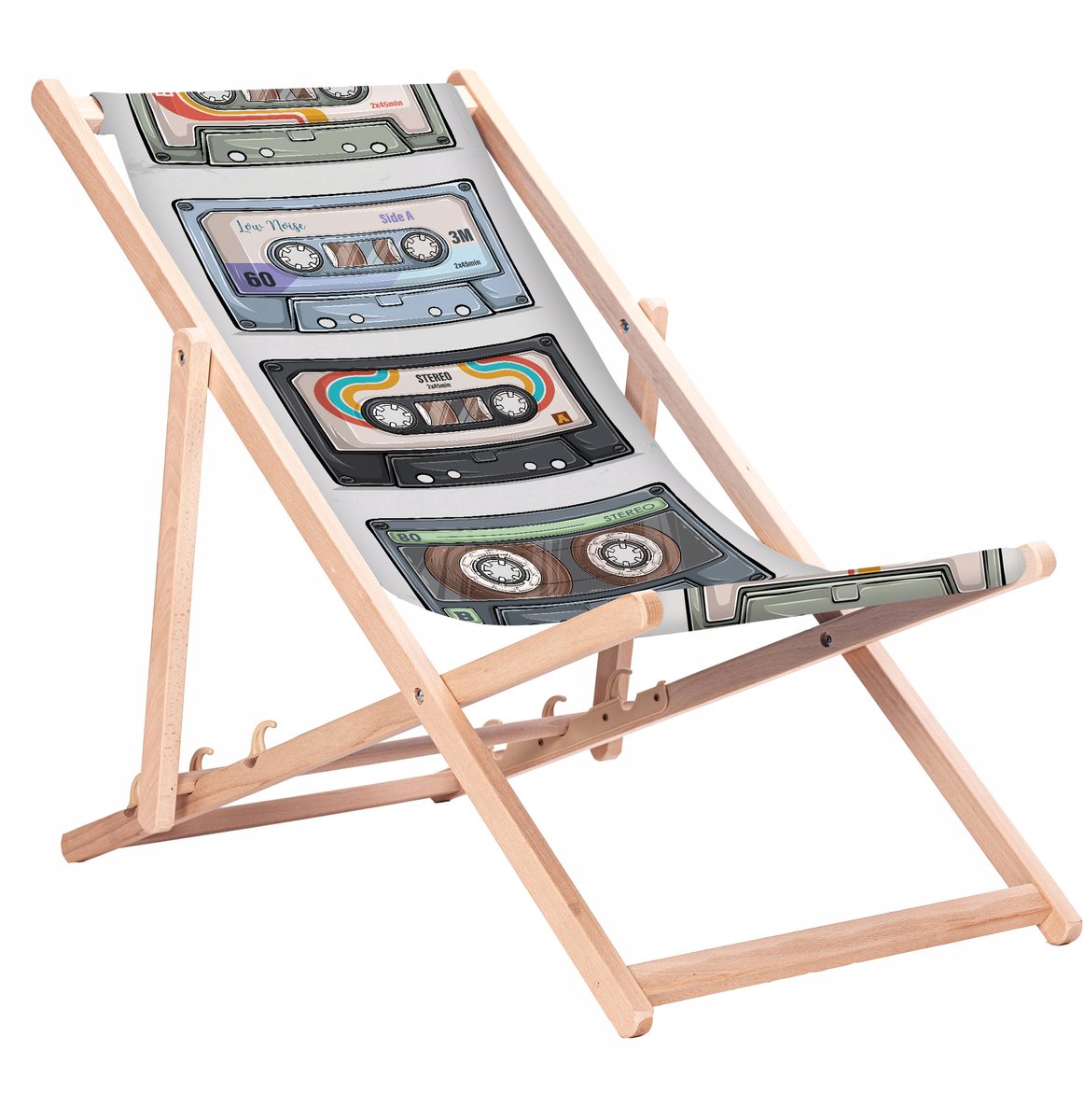 Houten ligstoel met cassetteprint KN64 - San-Drew