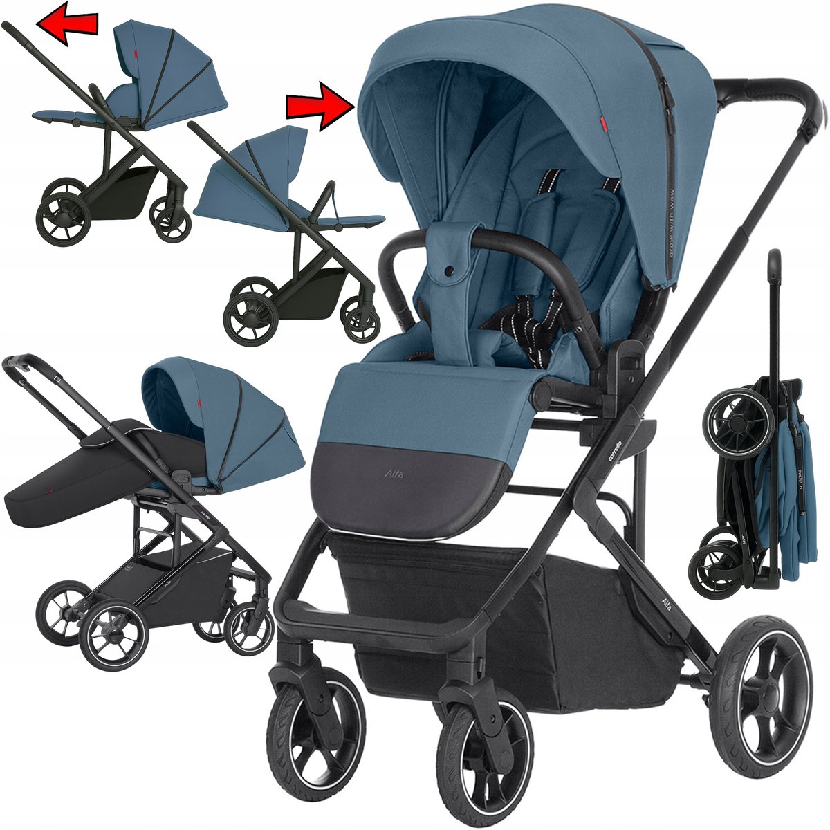 Carrello Alfa Kinderwagen: Lichtgewicht, Wendbaar, 0-22kg, Omkeerbaar Zicht