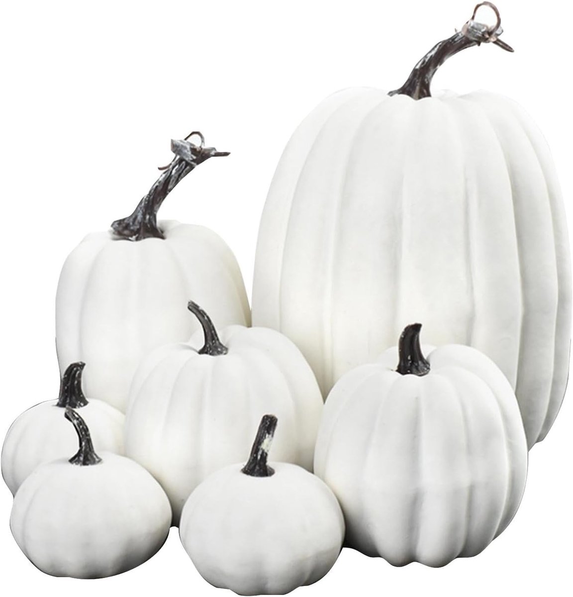 Schuimpompoenen simulatie-schuim-decoratie als tafelmiddelstuk | 7 landhuis-schuimpompoenen voor thuis, woonkamer, keuken, schoorsteenmantel, boerderij, feestdagen, Halloween, bruiloft