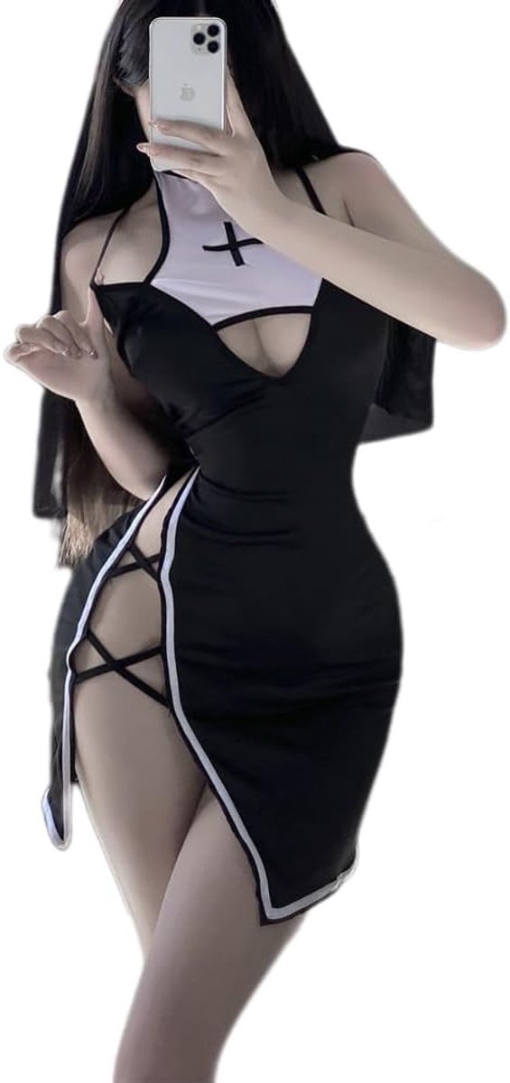 Cosplay nun lingerie anime cosplay toneel Halloween dienstmeisje uniform jurk