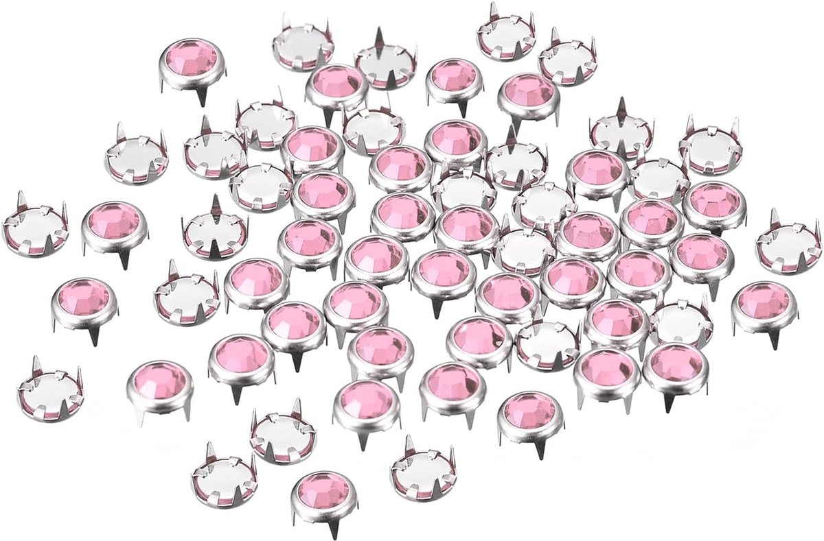 sourcing map 50 stuks strass-klinknagelnavullingen, 6 mm, iriserende 4-klauwen nagelkop-klinknagels, versieringen, decoratieve klinknagels voor doe-het-zelf lederhandwerk, kleding, tassen, riemen