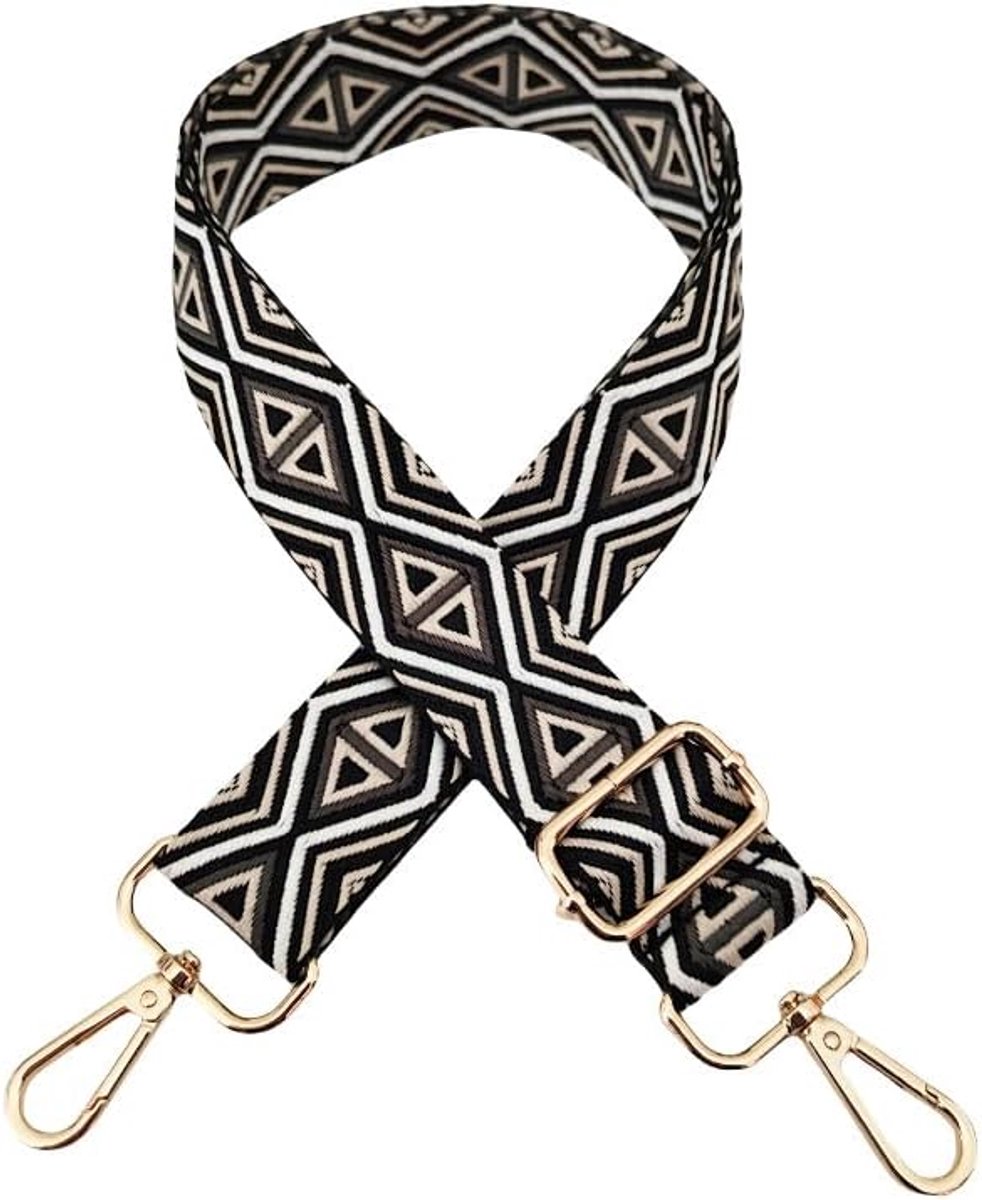 Schouderriem voor tassen, 3,8 cm, tassenriemen om te wisselen, Rhombus draagriem, schouderriem met gouden karabijnhaak, 72-130 cm, draagriem voor dames, doe-het-zelf accessoires