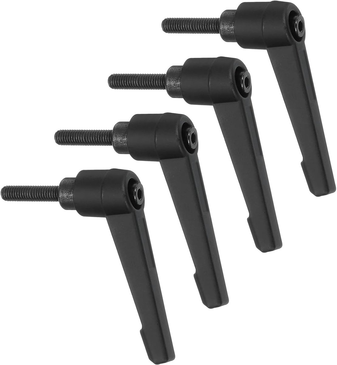 Handgrepen, 4 stuks, M5 x 20 mm, verstelbare handgrepen, mannelijke schroefdraad, knop, ratel, snelspanner, vergrendeling, draaibouten voor draaibanken, zwart
