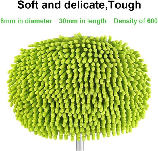 Chenille Wasborstel - Microvezel Mop - Auto Wassen - Telescopische Steel - 60-118 cm - Groen — afbeelding 5
