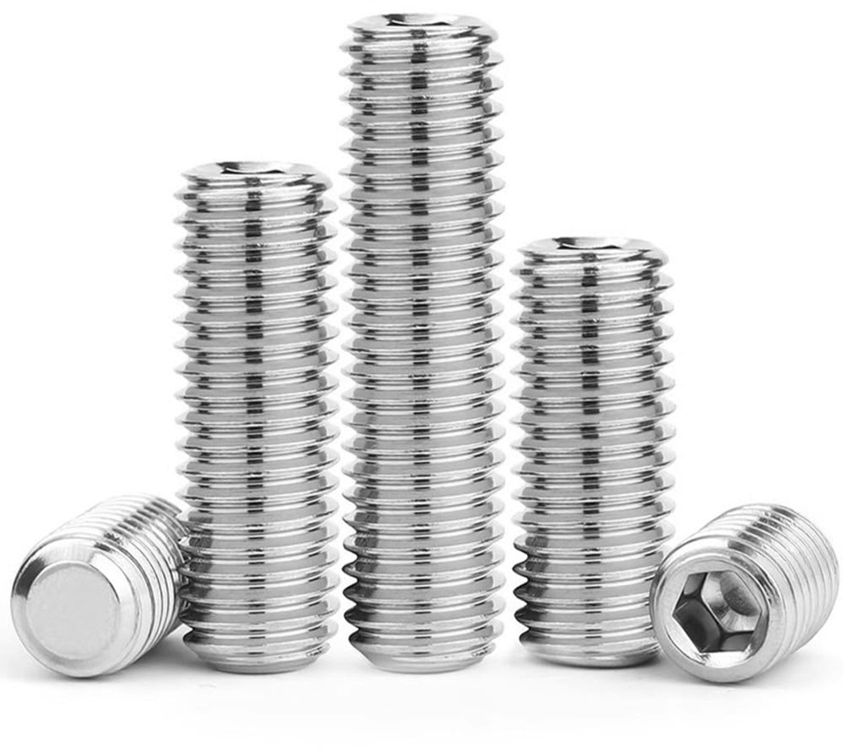 x (4-12mm) Schroeven Zonder Kop voor Metaal - Schroeven met Platte Zeskantkop Zilver 201 Roestvrijstaal, M3 x 12mm (20 Stuks)