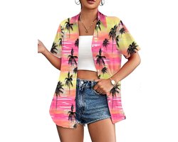 Hohololo Hawaii Hawaïhemd voor dames, Hawaï-outfit, korte mouwen, S-XXL