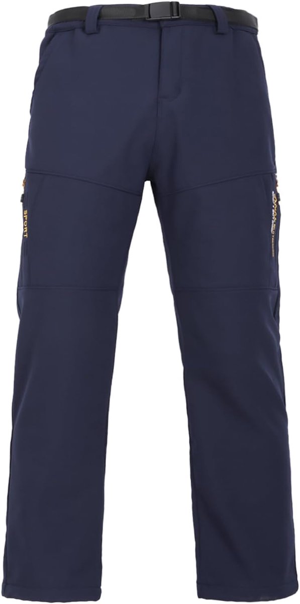 Outdoorbroek voor heren, fleece gevoerde broek, winter, thermo, waterafstotend, skibroek, zakken met ritssluiting