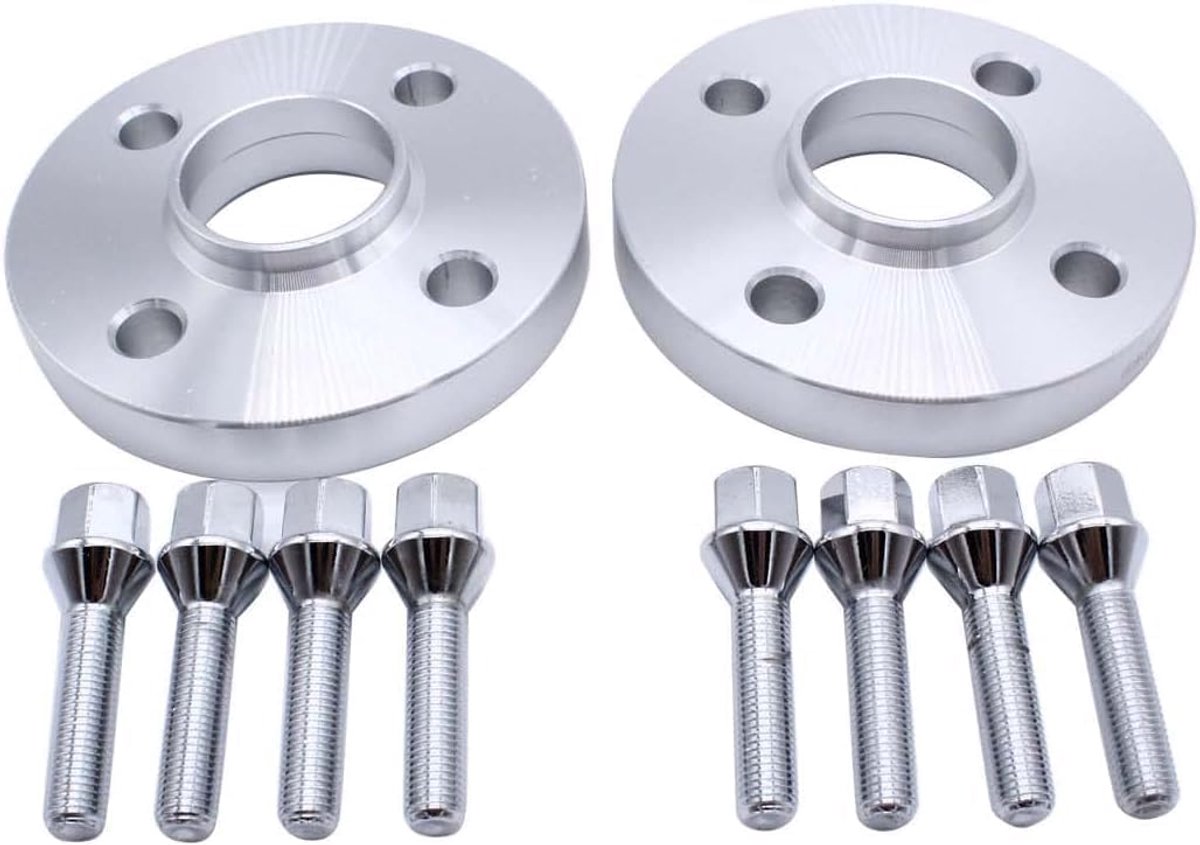 2 stuks 20 mm afstandschijven 4 x 100 mm Hutric smeedwielen afstandschijvenset met 8 wielbouten M12 x 1,5 naafgat 56,6 mm voor Vauxhall Corsa C