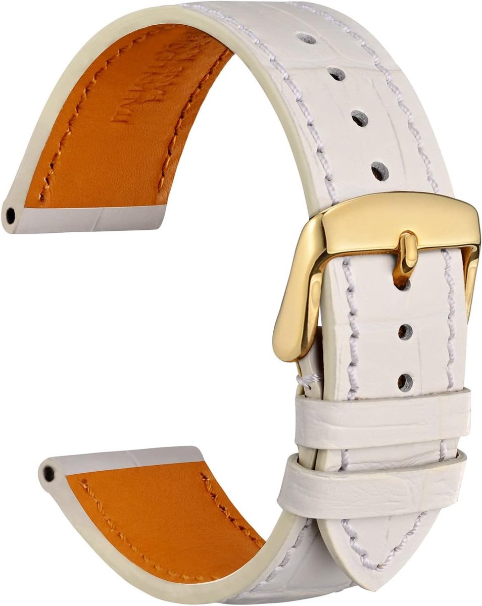 Alligator Reliëf Rundlederen Horlogeband met Roestvrijstalen Gesp, Vervangende Bandjes 18 mm 19 mm 20 mm 21 mm 22 mm