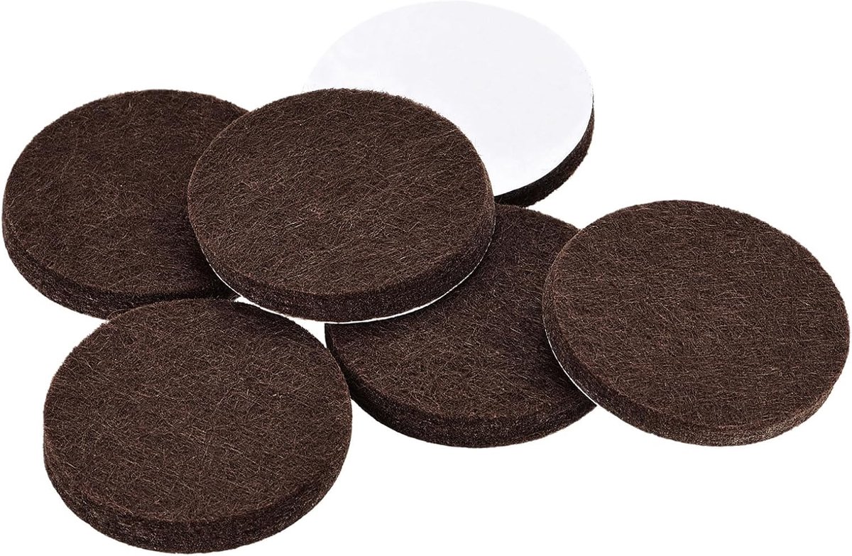 sourcing map 150 st. Vilten meubelkussens zelfklevend 35 mm diameter. 5 mm dikke stoelpoot bruin