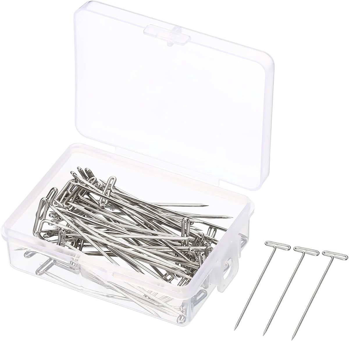 2 Inch T-Pins, 50 Pack RVS Blokkerende Pin Naalden voor Modelleren Ambachten, Zilver