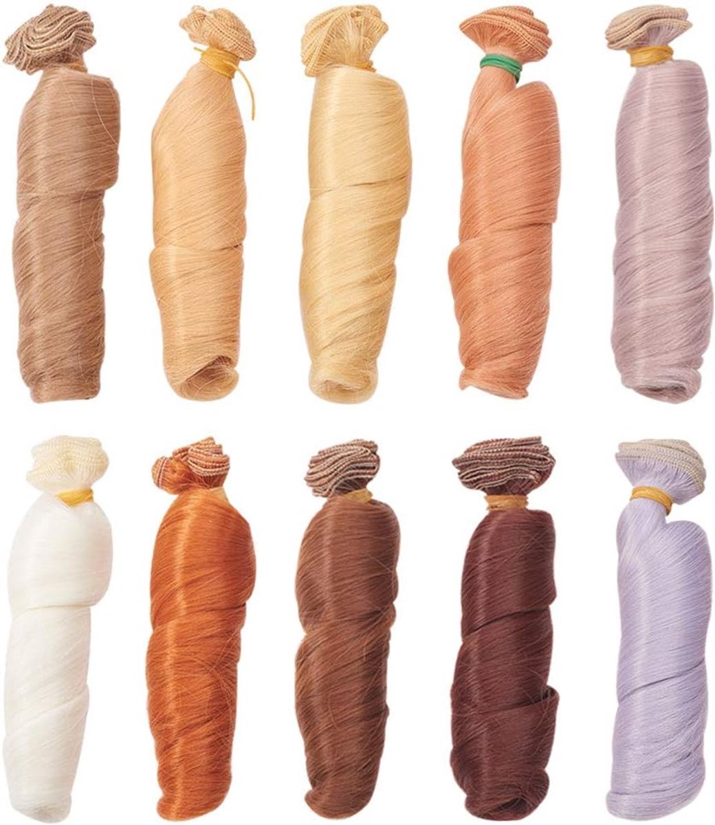 Haar, 10 kleuren van 10 stuks hoogtemperatuurdraad krullen pruik voor kunst en ambachten, poppen maken, kostuum vrouwen