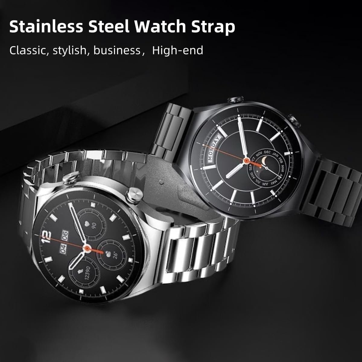 Horlogebandjes Metaal van Roestvrij staal met Snelsluiting, Verkrijgbaar in de Maten 16mm 18mm 20mm 22mm 24mm Geborsteld Massief voor Dameshorloges en Smartwatches